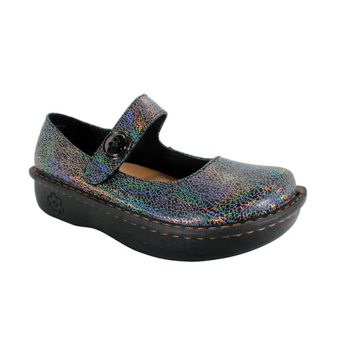 Sanosan Julia Comfort Mary-Jane Clogs in Silver Rainbow