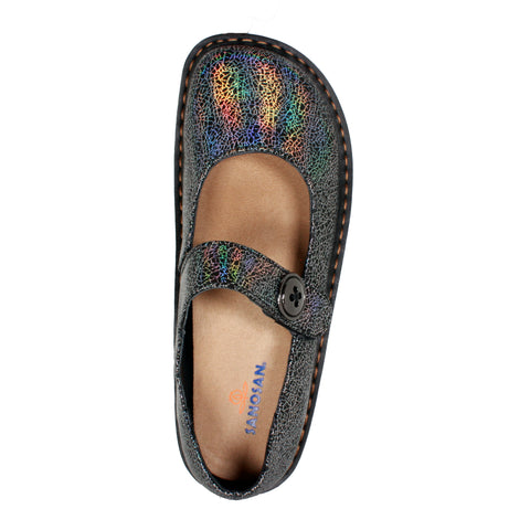 Sanosan Julia Comfort Mary-Jane Clogs in Silver Rainbow