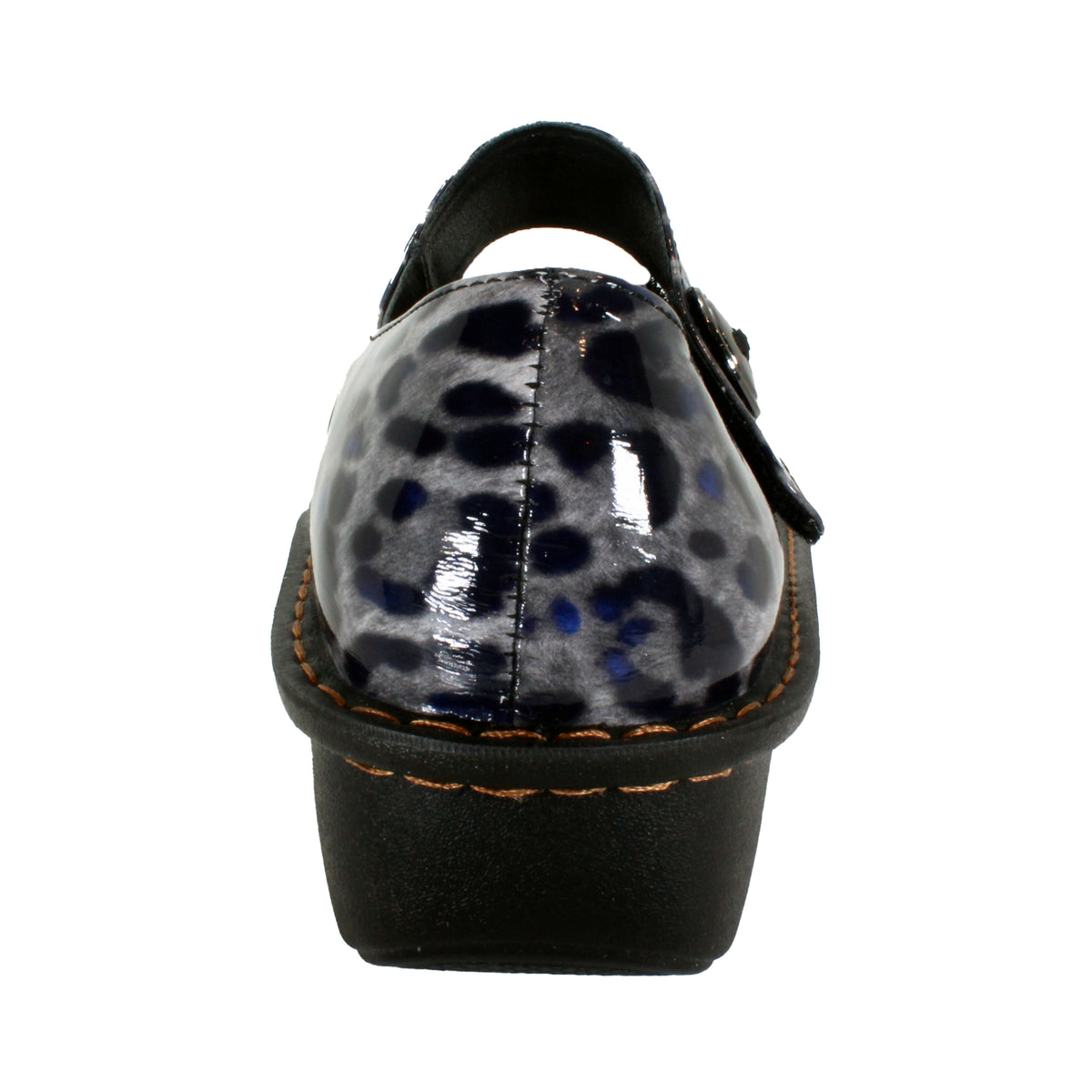 Sanosan Julia Comfort Mary-Jane Clogs in Black Leopard patent