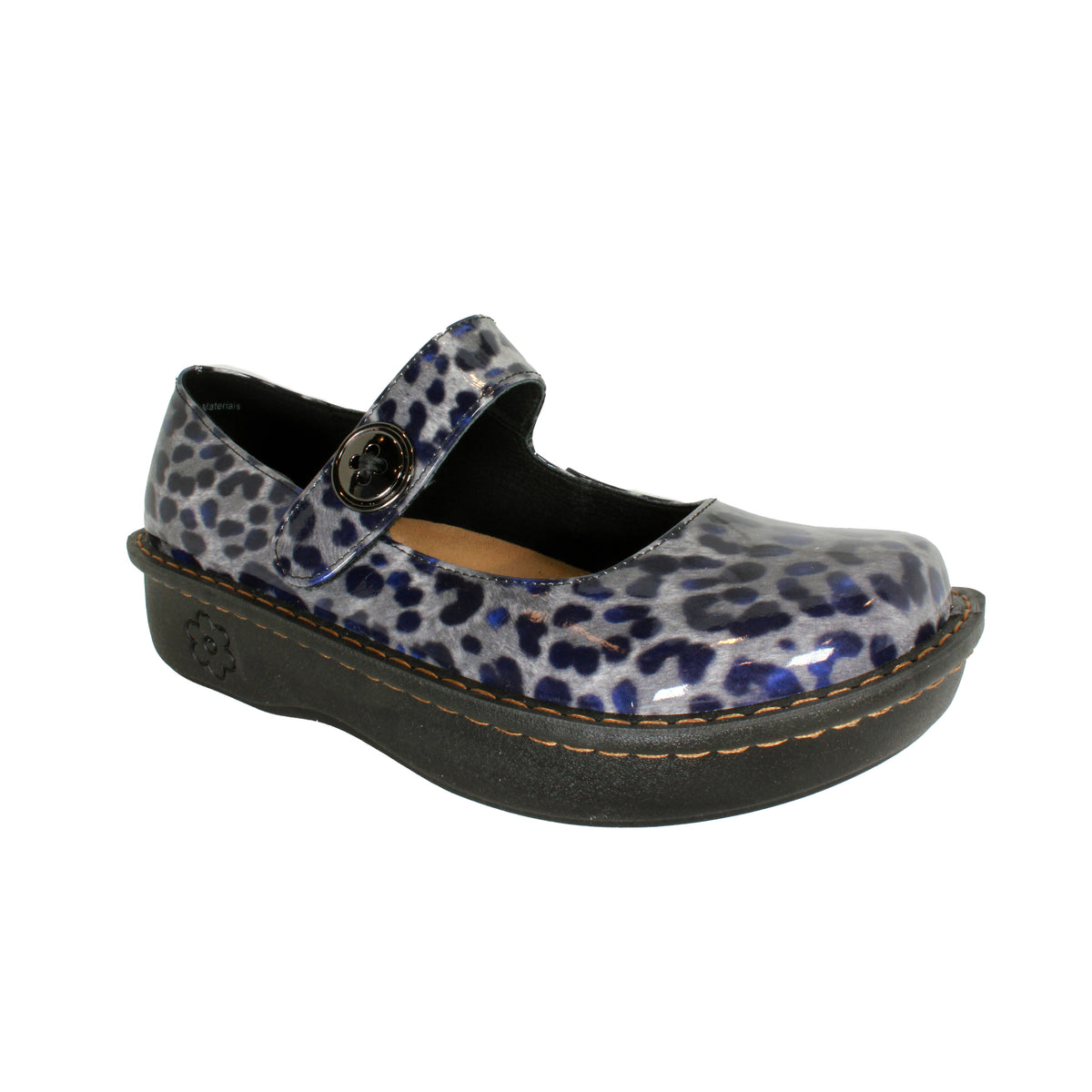 Sanosan Julia Comfort Mary-Jane Clogs in Black Leopard patent