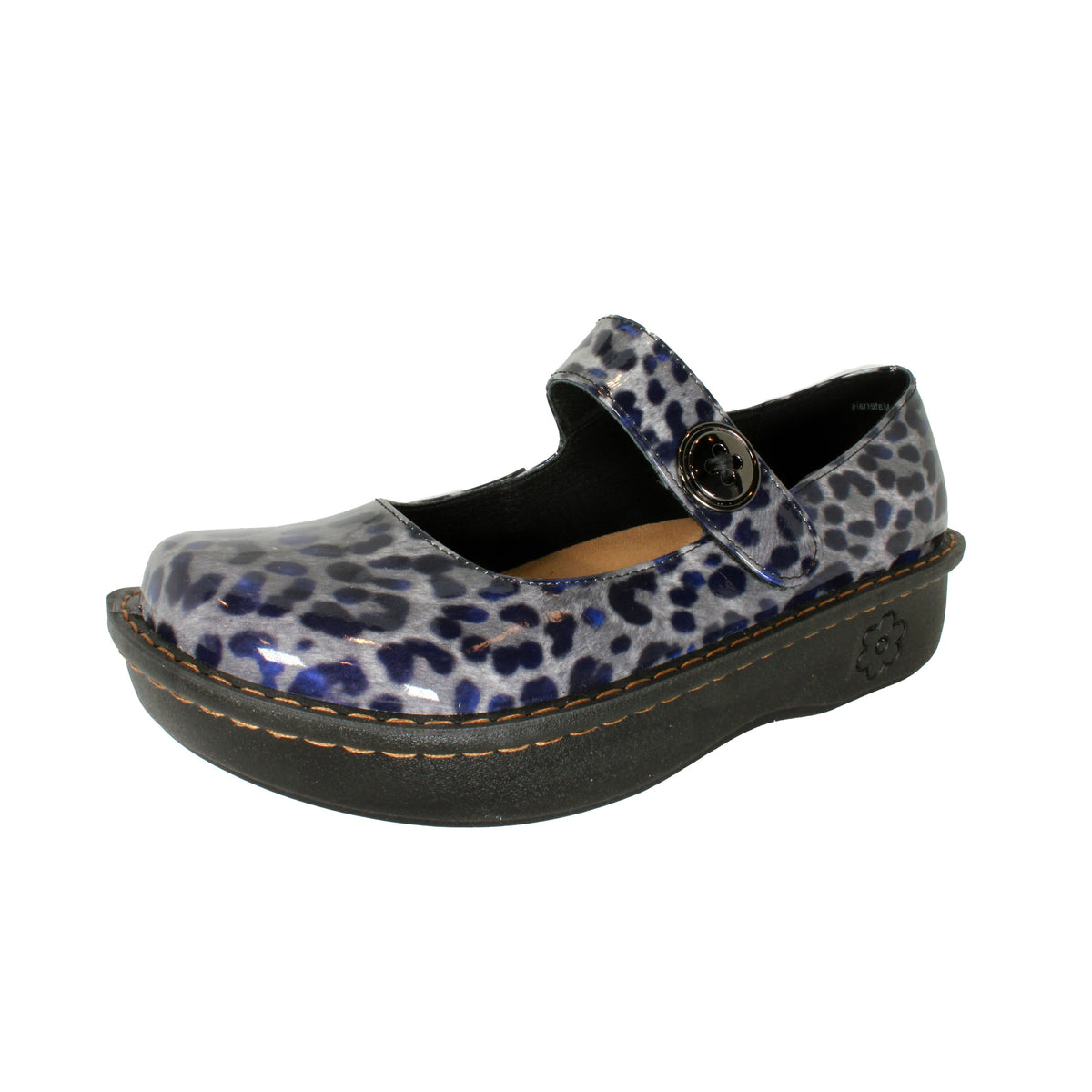 Sanosan Julia Comfort Mary-Jane Clogs in Black Leopard patent