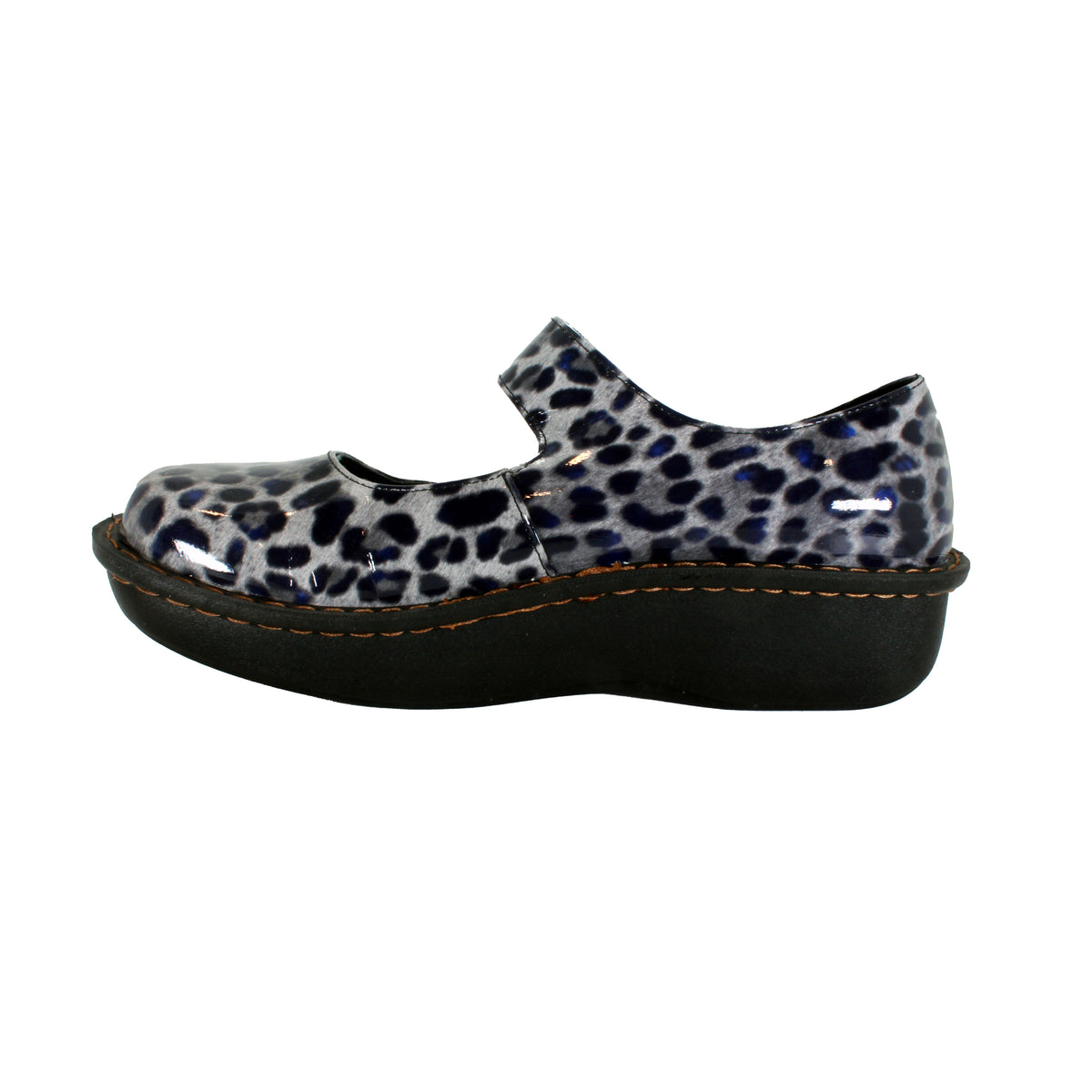 Sanosan Julia Comfort Mary-Jane Clogs in Black Leopard patent