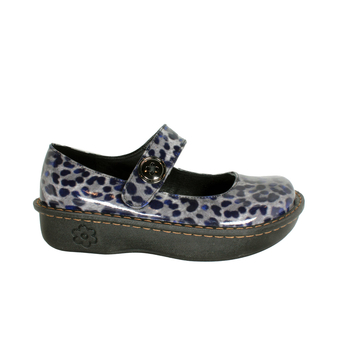 Sanosan Julia Comfort Mary-Jane Clogs in Black Leopard patent