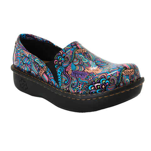 Sanosan Maria Comfort Slip-On Clogs in Mardi Gras print