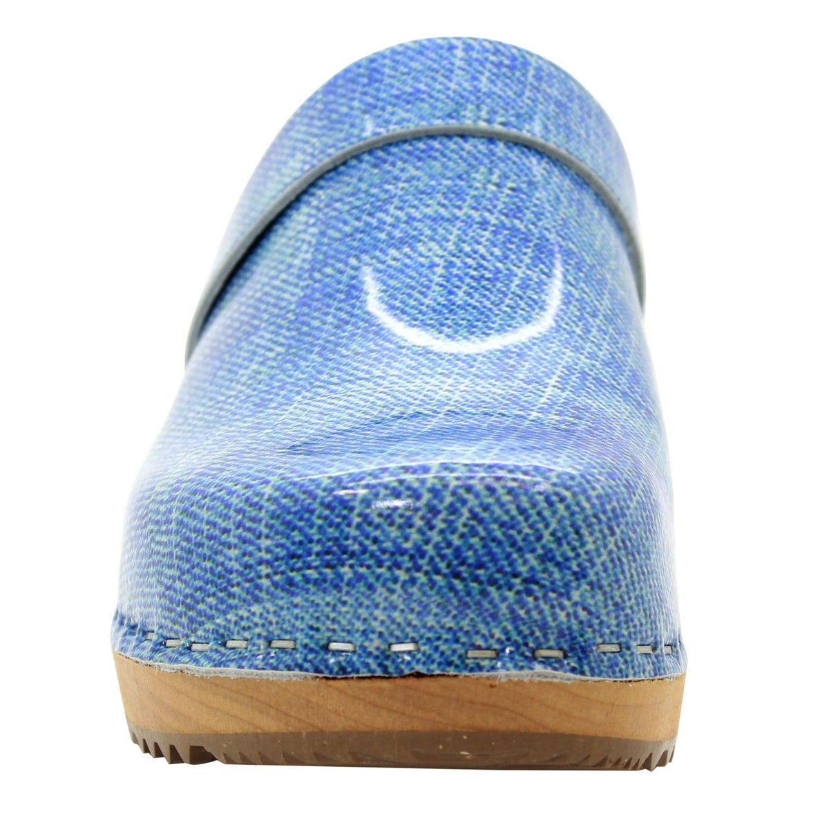 KLÄGN BJORK by KLÄGN Denim Wood Open Back Leather Clogs