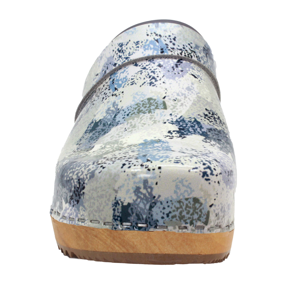 BJORK BJORK Maja Wood Abby Printed Leather Clogs