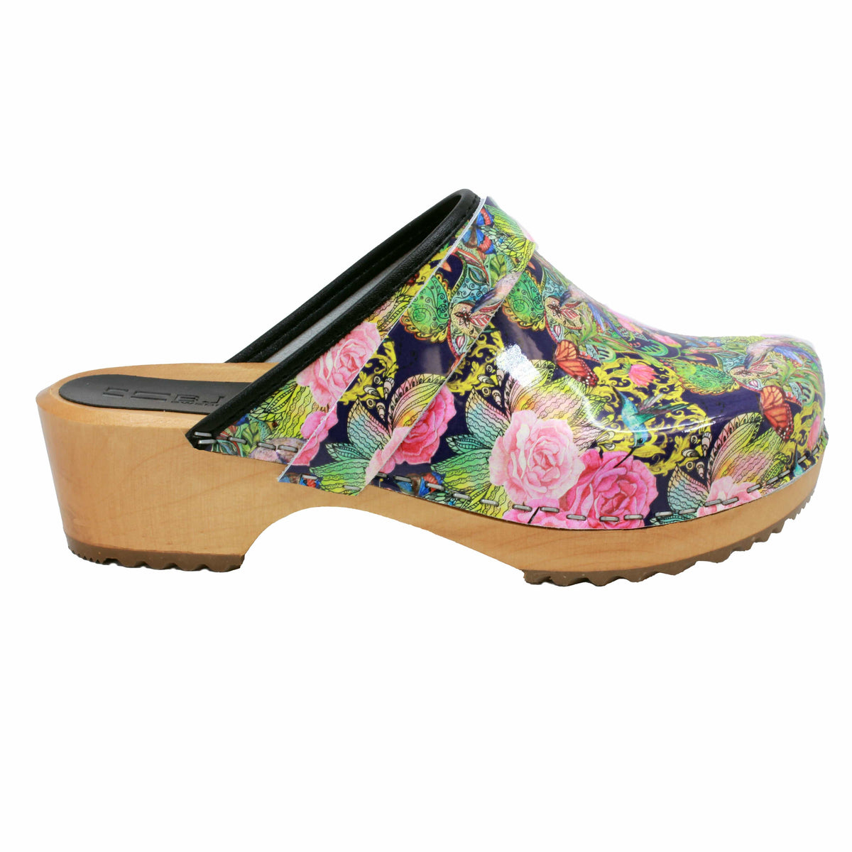 BJORK Maja Wood Colibri Printed Leather Clogs– ClogOutlet.com