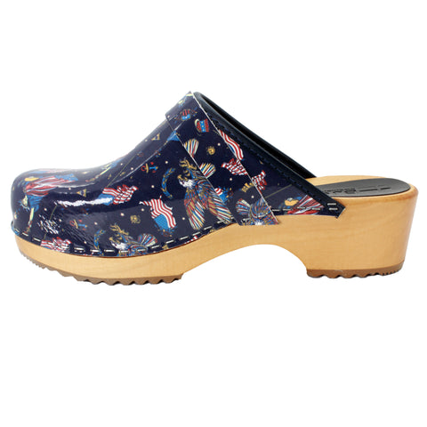 BJORK Maja Wood Liberty Leather Clogs - CLOSEOUT