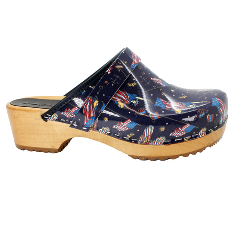 BJORK Maja Wood Liberty Leather Clogs - CLOSEOUT