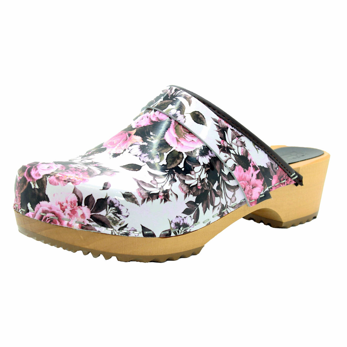 BJORK BJORK Maja Open Back Pink Roses Leather Clogs