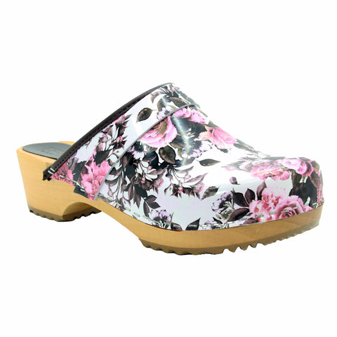 BJORK 600640-90-36 BJORK Maja Open Back Pink Roses Leather Clogs Multi / EU-36