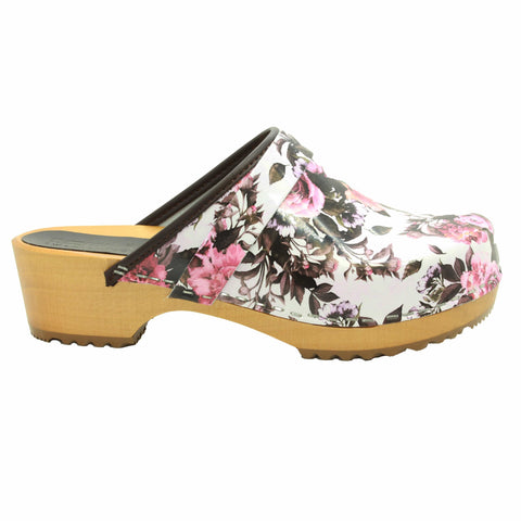 BJORK BJORK Maja Open Back Pink Roses Leather Clogs