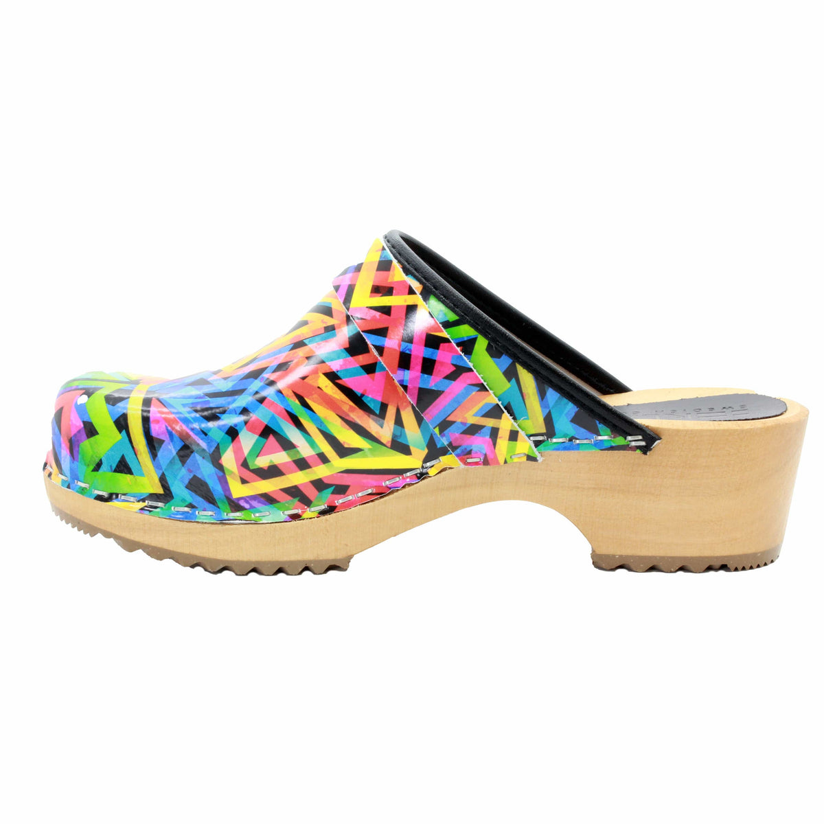 BJORK BJORK Maja Open Back Geometric Leather Clogs