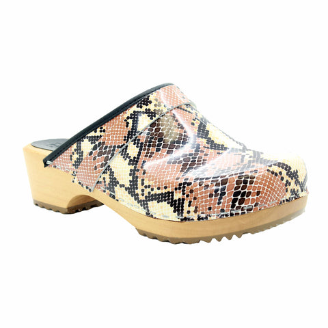 BJORK 600643-90-36 BJORK Maja Open Back Python Leather Clogs Multi / EU-36