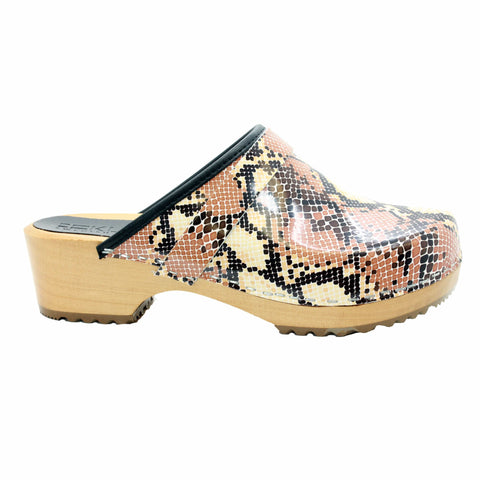 BJORK BJORK Maja Open Back Python Leather Clogs