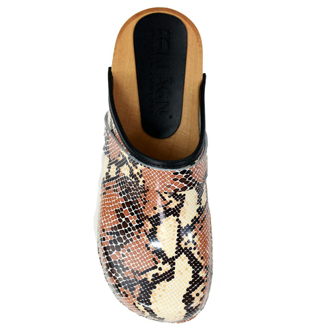 BJORK BJORK Maja Open Back Python Leather Clogs