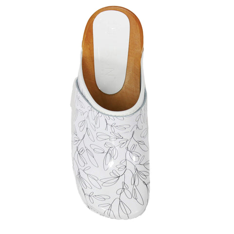 BJORK BJORK Maja Open Back Stencil Leather Clogs