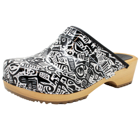 BJORK Maja Wood Juni Leather Clogs