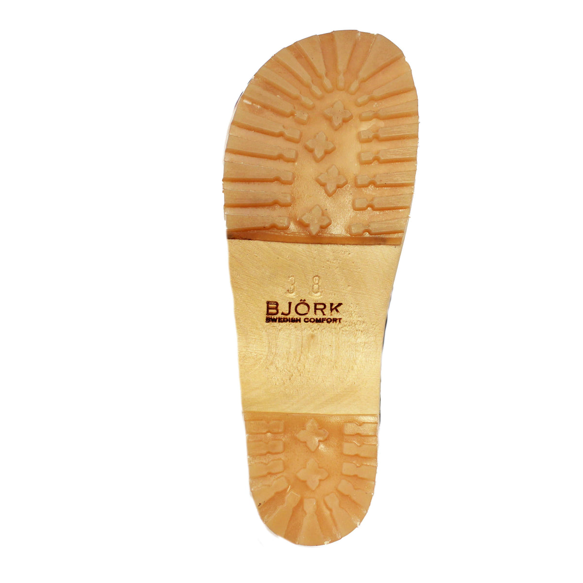 BJORK BJORK Tuva Wood Open Back Grip Black Natural Leather Clogs