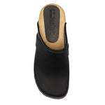 BJORK BJORK Tuva Wood Open Back Grip Black Natural Leather Clogs