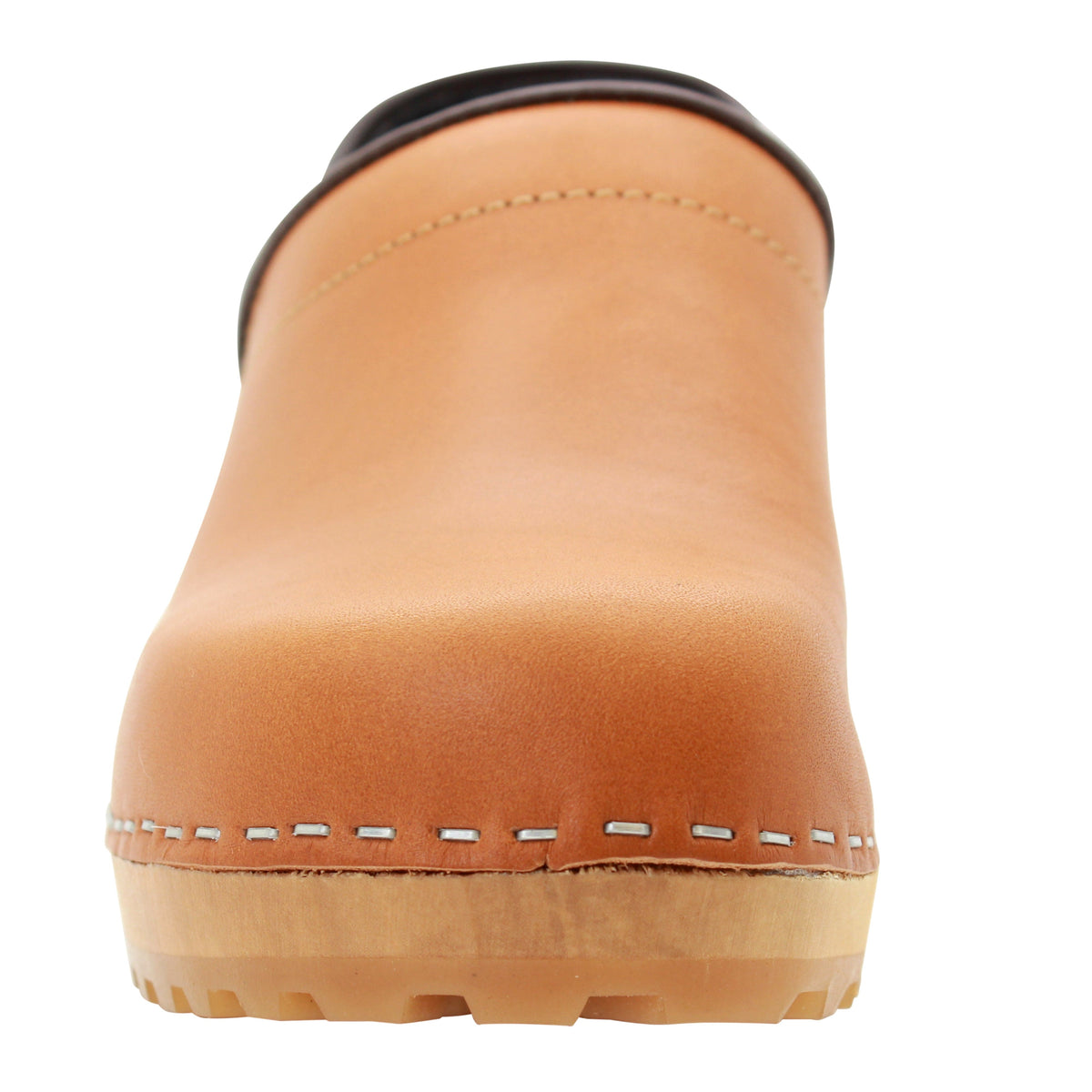 KLÄGN KLÄGN Tindra Wood Closed Back Grip Caramel Veg Tan Leather Clogs