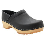 KLÄGN 610100-22-36 KLÄGN Tindra Wood Closed Back Grip Black Leather Clogs Black / EU-36