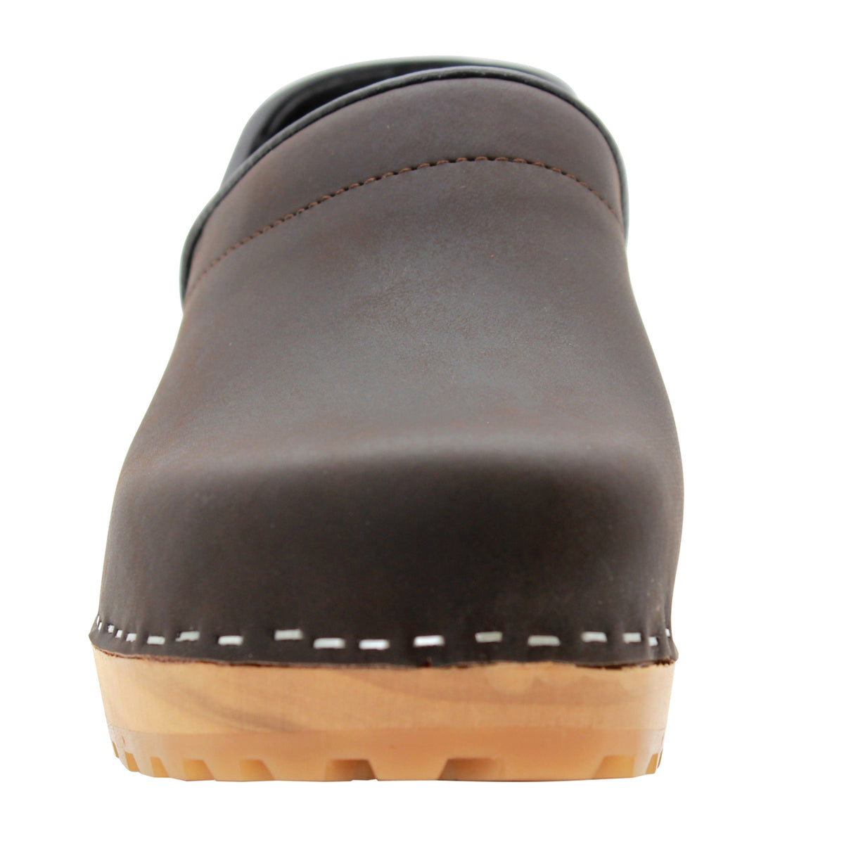 KLÄGN KLÄGN Tindra Wood Closed Back Grip Brown Leather Clogs