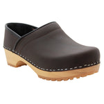 KLÄGN 610100-78-36 KLÄGN Tindra Wood Closed Back Grip Brown Leather Clogs Brown / EU-36