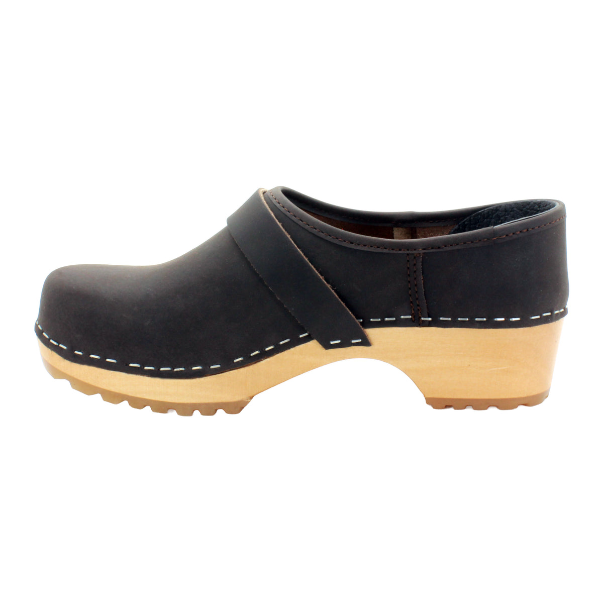 BJORK Tilda Wood Classic Closed Back Leather Clogs