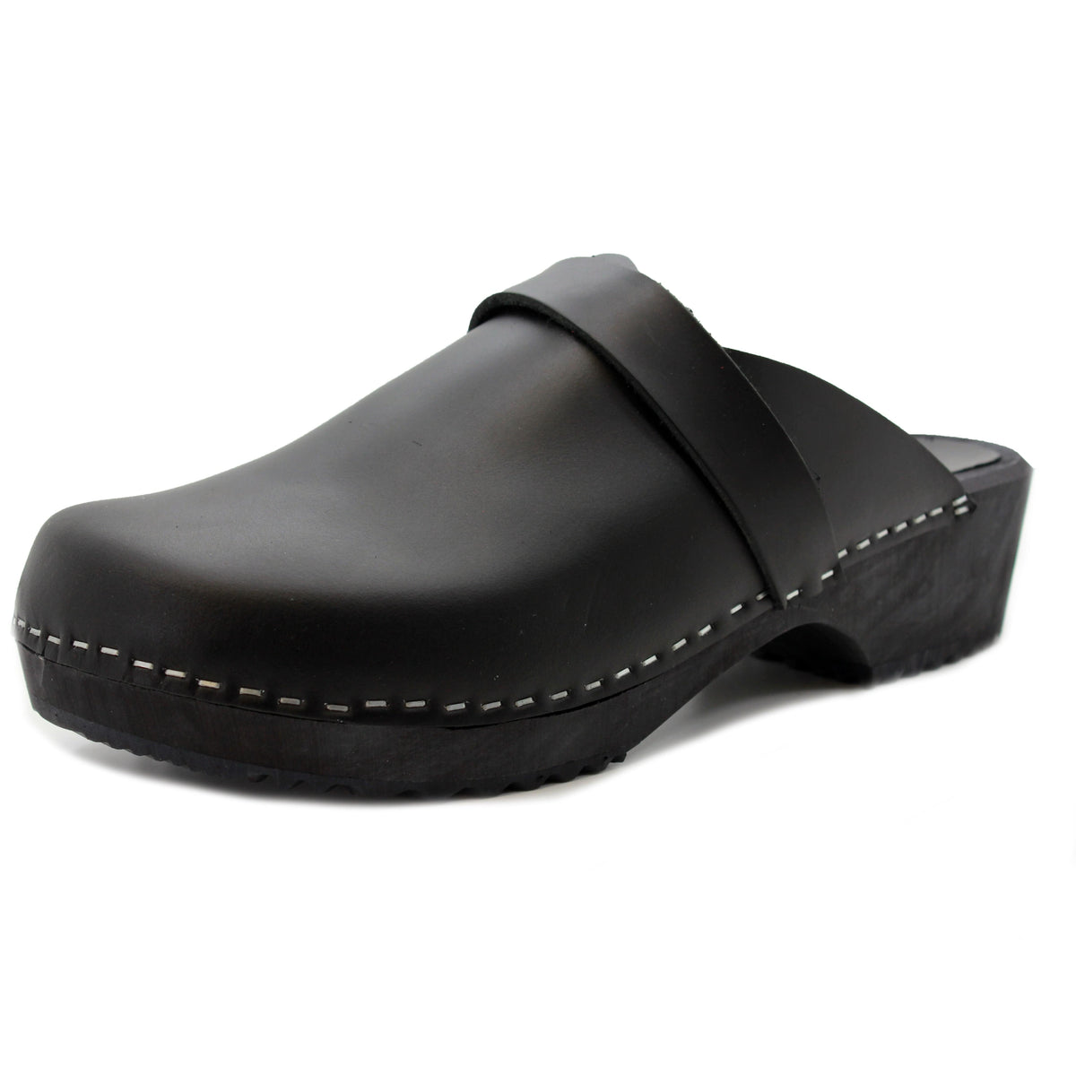 KLÄGN KLÄGN Men's Axel Leather Open Back Wooden Clogs