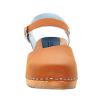 BJORK BJORK ALMA Swedish Wood Clog Cognac Leather Sandals