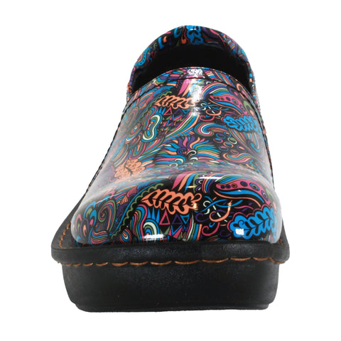 Sanosan Maria Comfort Slip-On Clogs in Mardi Gras print