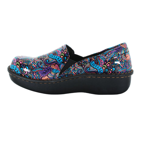 Sanosan Maria Comfort Slip-On Clogs in Mardi Gras print