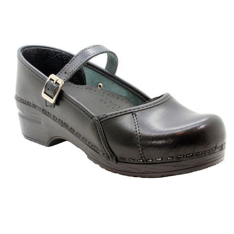 BJORK 750006-2-36 BJORK MARCELLA Mary Jane Cabrio Leather Clogs Black / EU-36