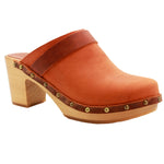 BJORK 750213-77-36 BJORK Maria Wooden Clogs in Vintage Oiled Leather Terracota / EU-36