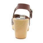 BJORK BJORK ULLA Swedish Wood Clog Sandals in Brown Leather