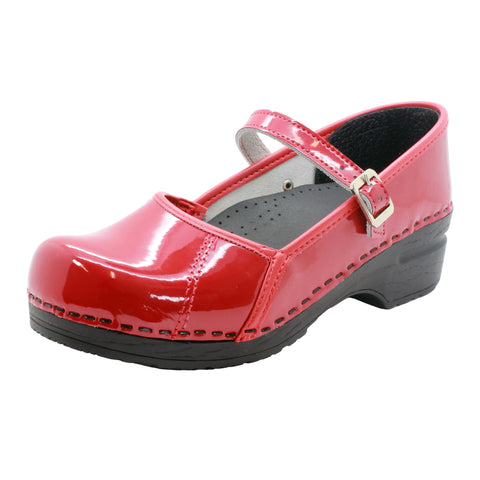 BJORK BJORK MARCELLA Mary Jane Red Patent Leather Clogs