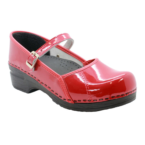 BJORK 750406-4-36 BJORK MARCELLA Mary Jane Red Patent Leather Clogs Red / EU-36