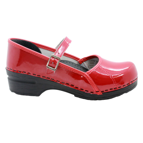 BJORK BJORK MARCELLA Mary Jane Red Patent Leather Clogs