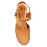 BJORK BJORK CLARA Swedish Wooden Clogs in Camel Nubuck