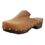 KLÄGN KLÄGN Elin Wood Open Back Full Grain Oiled Leather Clogs