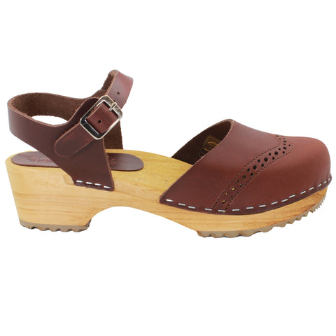 BJORK Gerda Leather Closed-Toe Wooden Clog Sandals