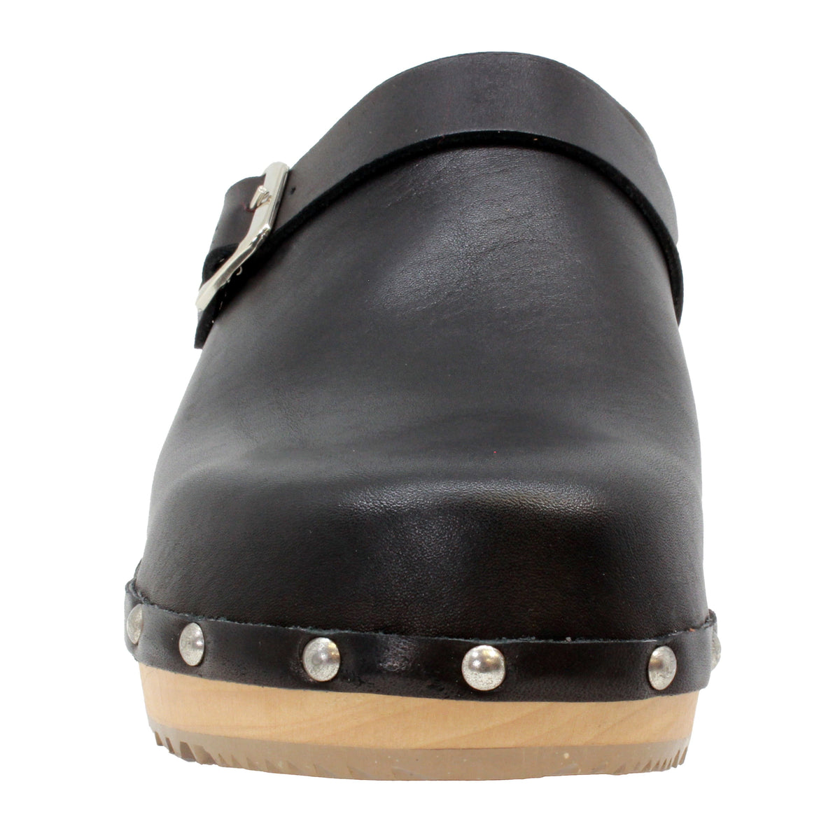 BJORK BJORK Anna Wood Open Back Full Grain Natural Leather Clogs