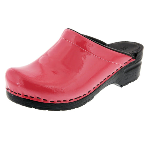 BJORK BJORK Elly Open Back Fuchsia Patent Leather Clogs