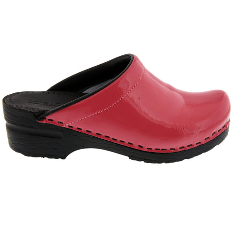 BJORK BJORK Elly Open Back Fuchsia Patent Leather Clogs