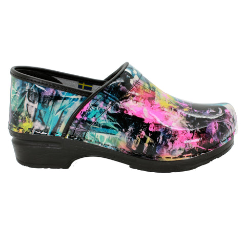 BJORK PROFESSIONAL Graffiti II Printed Leather Clogs