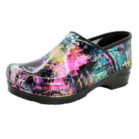 BJORK PROFESSIONAL Graffiti II Printed Leather Clogs