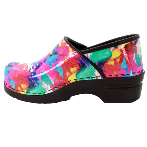 BJORK PROFESSIONAL Splat Printed Leather Clogs