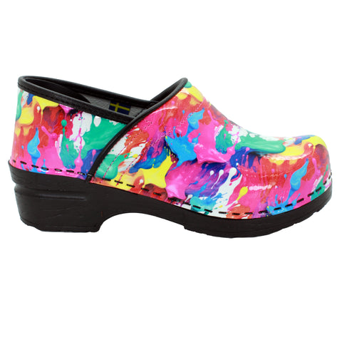 BJORK PROFESSIONAL Splat Printed Leather Clogs