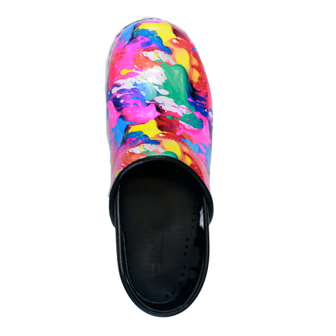 BJORK PROFESSIONAL Splat Printed Leather Clogs